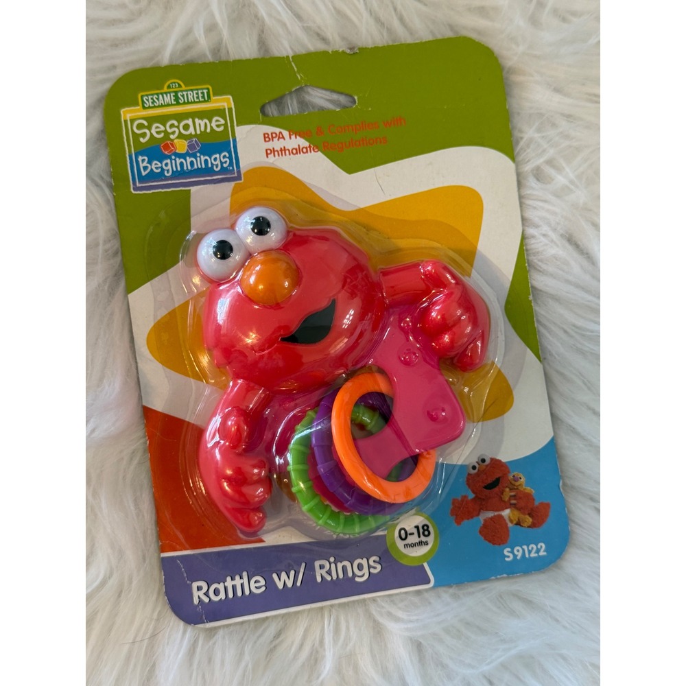 Sesame Street Sesame Beginnings Elmo Baby Rattle with Rings S9122 New